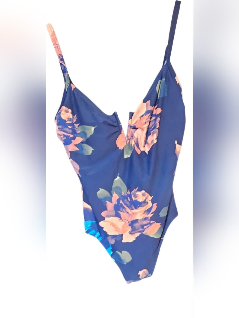 Vince Camuto Navy Swinsuit with Peach Floral Accent Size 12 EUC - Picture 3 of 9